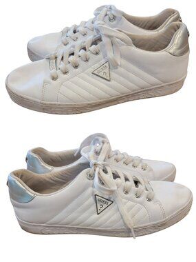 Guess Wokents-R Women's Casual Lace Up Low Top Sneakers White/Silver